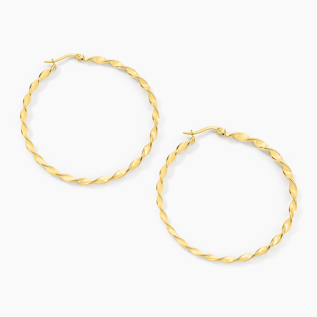 Creoles Acier Dore Antonello - Boucles d'oreilles cr&eacute;oles Femme | Histoire d&rsquo;Or