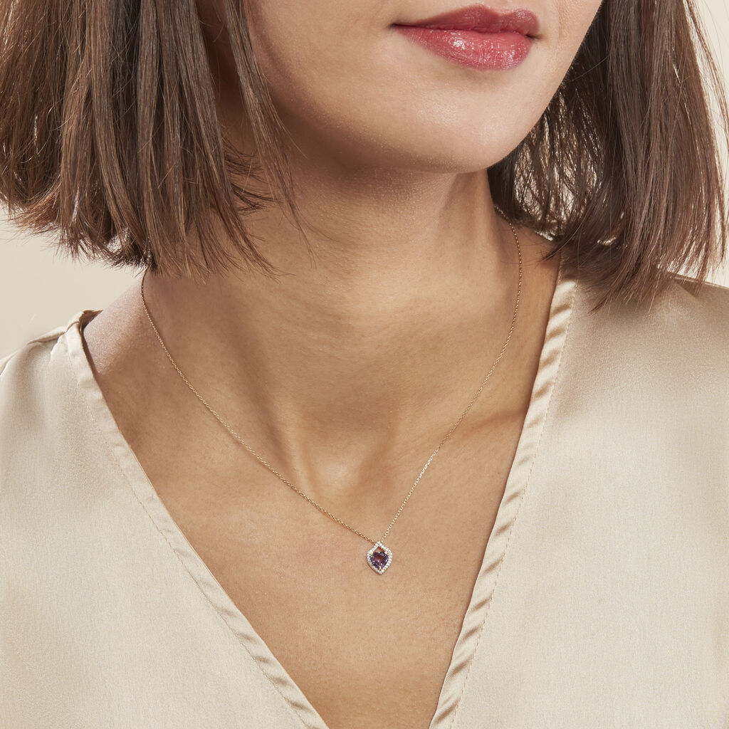 Collier Rosaline Or Jaune Amethyste Et Oxyde De Zirconium - Colliers Femme | Histoire d’Or