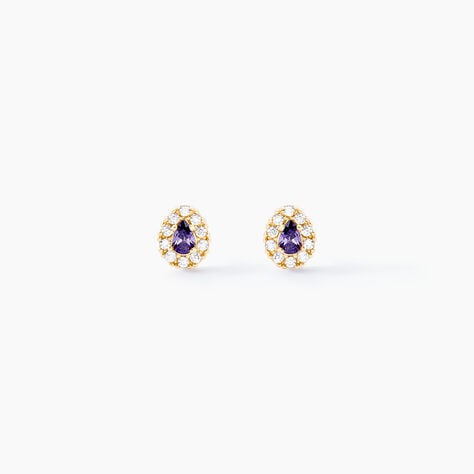 Boucles D'oreilles Puces Agostinho Or Jaune Oxyde De Zirconium - Clous d'oreilles Femme | Histoire d&rsquo;Or