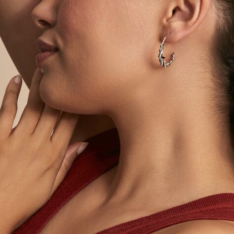 Créoles Andeol Rondes Argent Blanc Oxyde De Zirconium - Boucles d'oreilles créoles Femme | Histoire d’Or