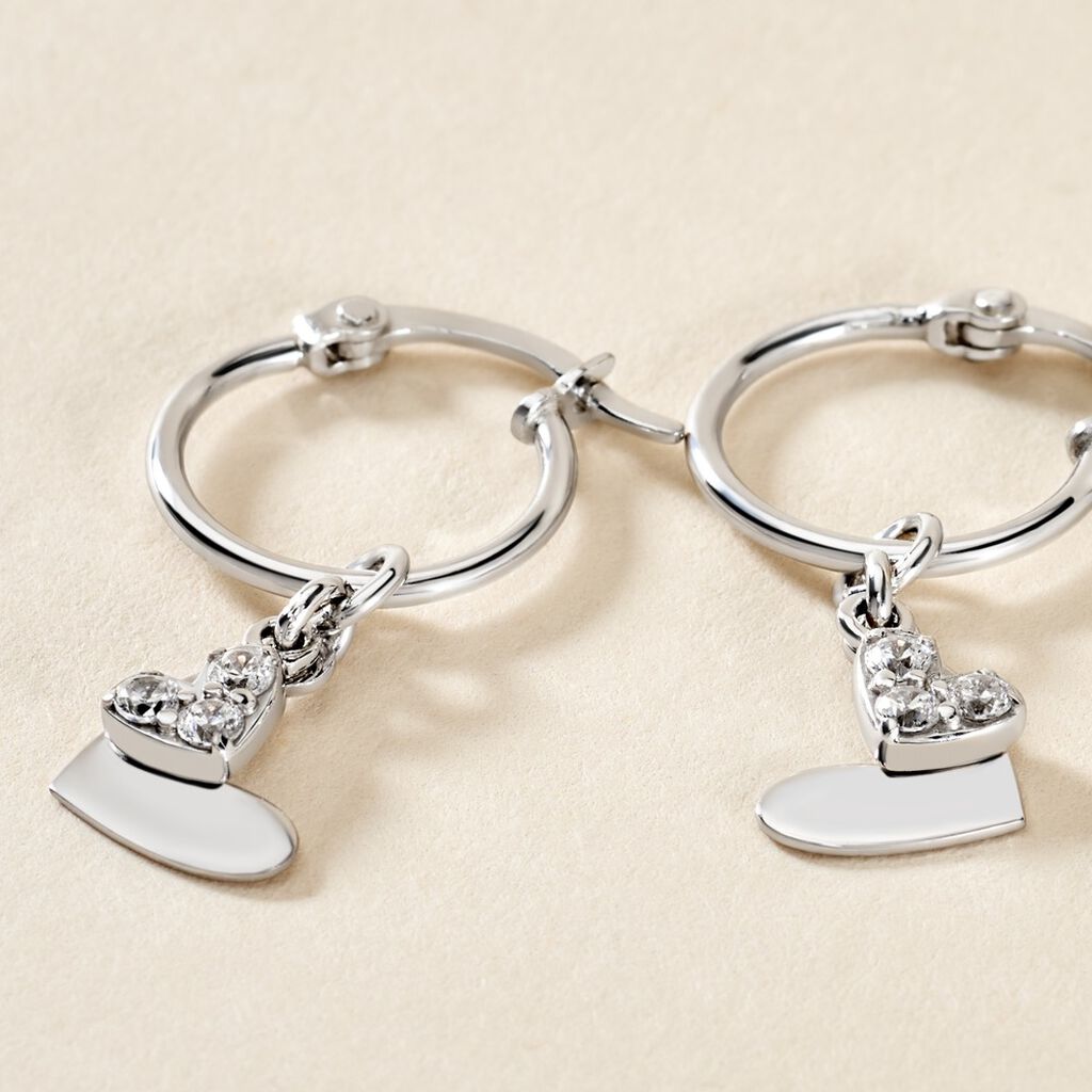 Créoles Salli Argent Blanc Oxyde De Zirconium - Boucles d'oreilles créoles Femme | Histoire d’Or