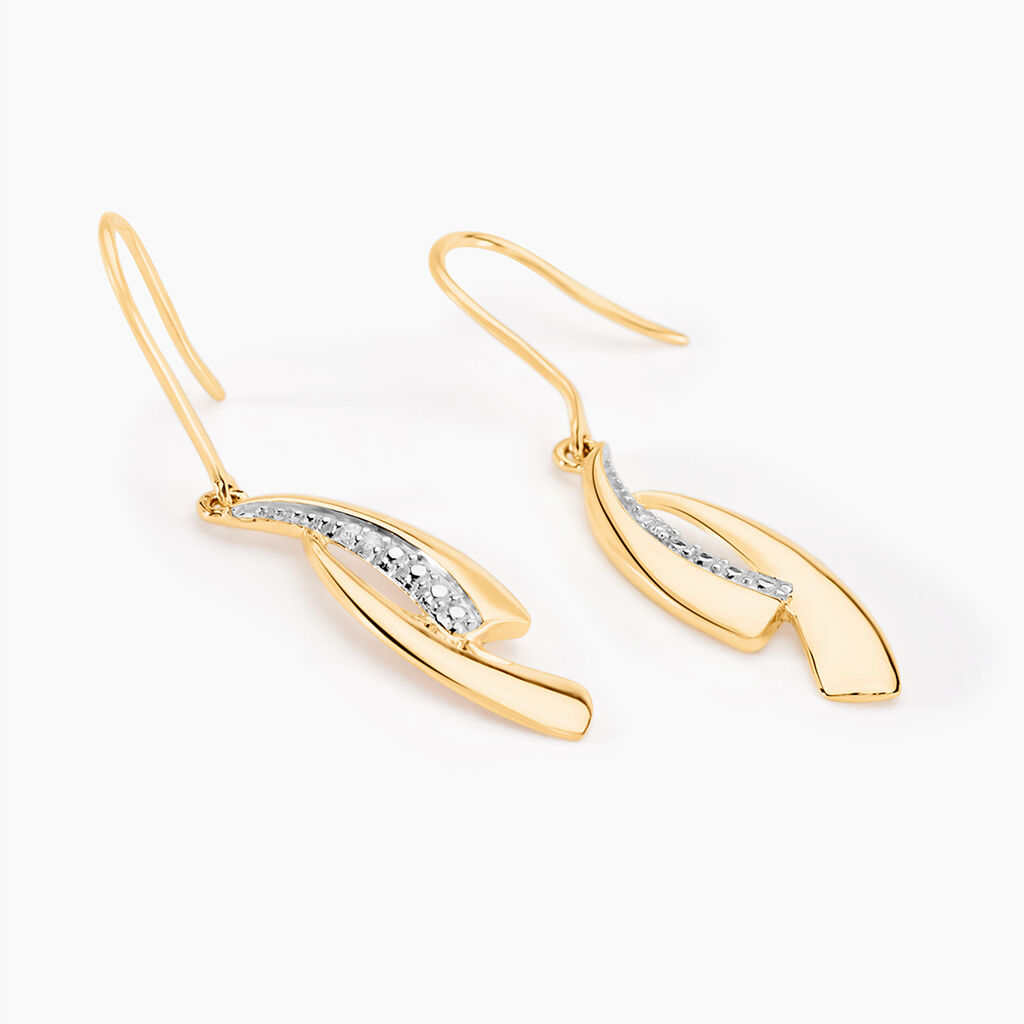 Boucles D'oreilles Pendantes Aube Or Bicolore Diamant - Boucles d'oreilles pendantes Femme | Histoire d’Or