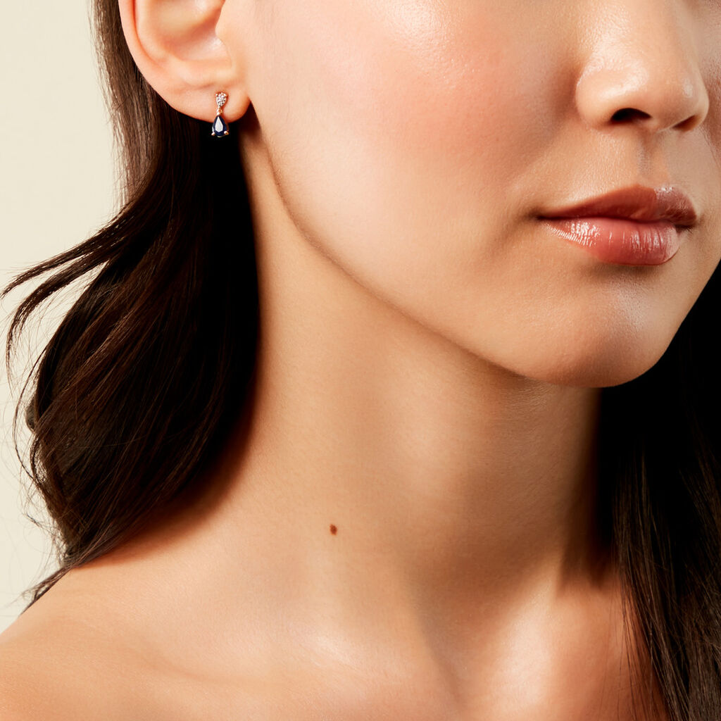 Boucles D'Oreilles Puces Porfirio Or Jaune Saphir Diamant - Clous d'oreilles Femme | Histoire d’Or