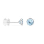 Boucles D'oreilles Puces Edy Serti Clos Or Blanc Topaze - Clous d'oreilles Femme | Histoire d&rsquo;Or