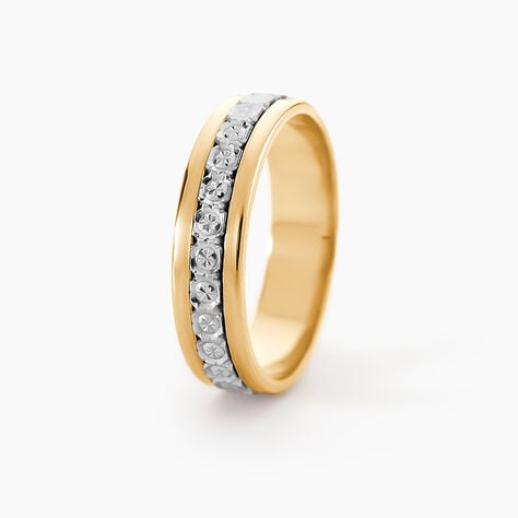 Alliance Fantaisie Ruban Plat Or Bicolore - Alliances 18 carats Unisex | Histoire d&rsquo;Or