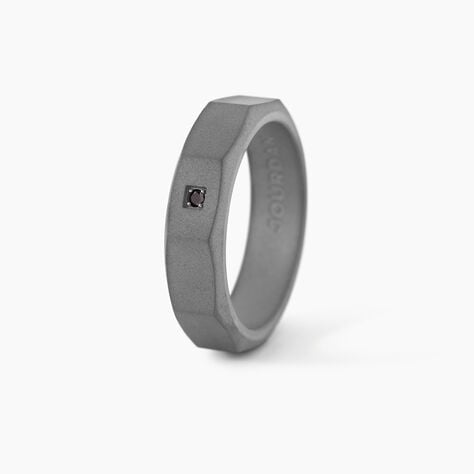 Bague Titane Gris Diamant - Bagues pierres pr&eacute;cieuses Homme | Histoire d&rsquo;Or