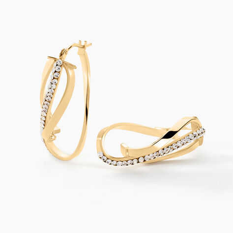 Créoles Hilharriette Or Jaune Strass - Boucles d'oreilles créoles Femme | Histoire d’Or