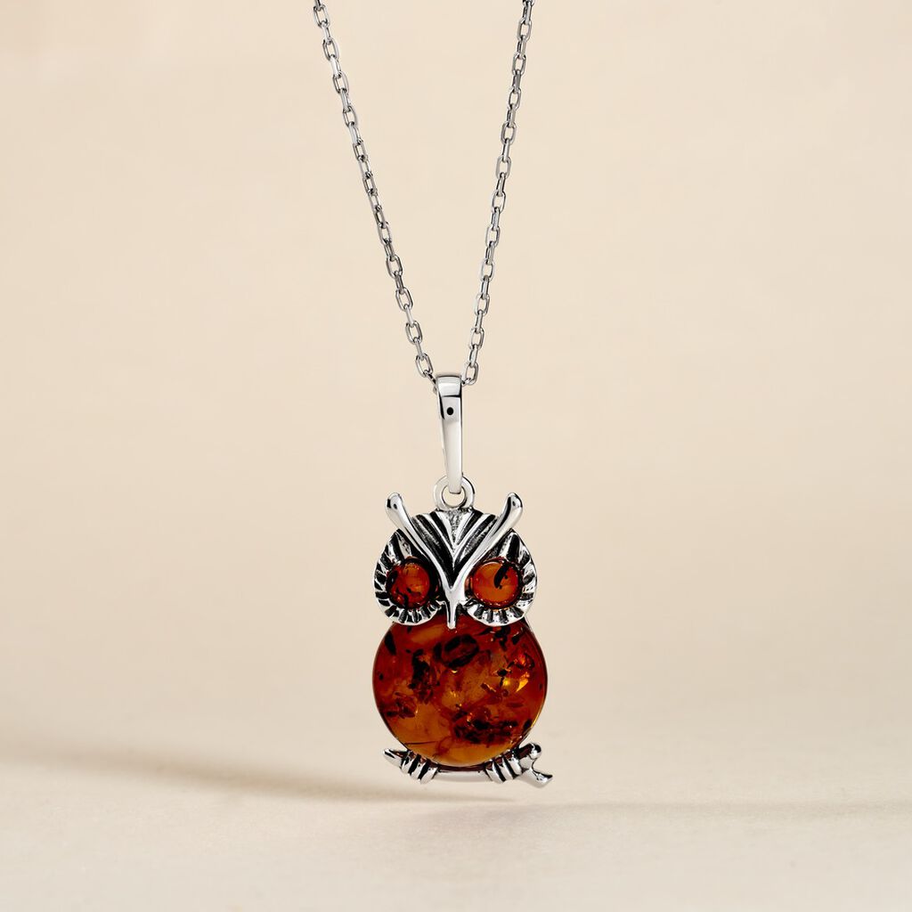 Pendentif Argent Blanc Benoite Ambre - Pendentifs Femme | Histoire d&rsquo;Or