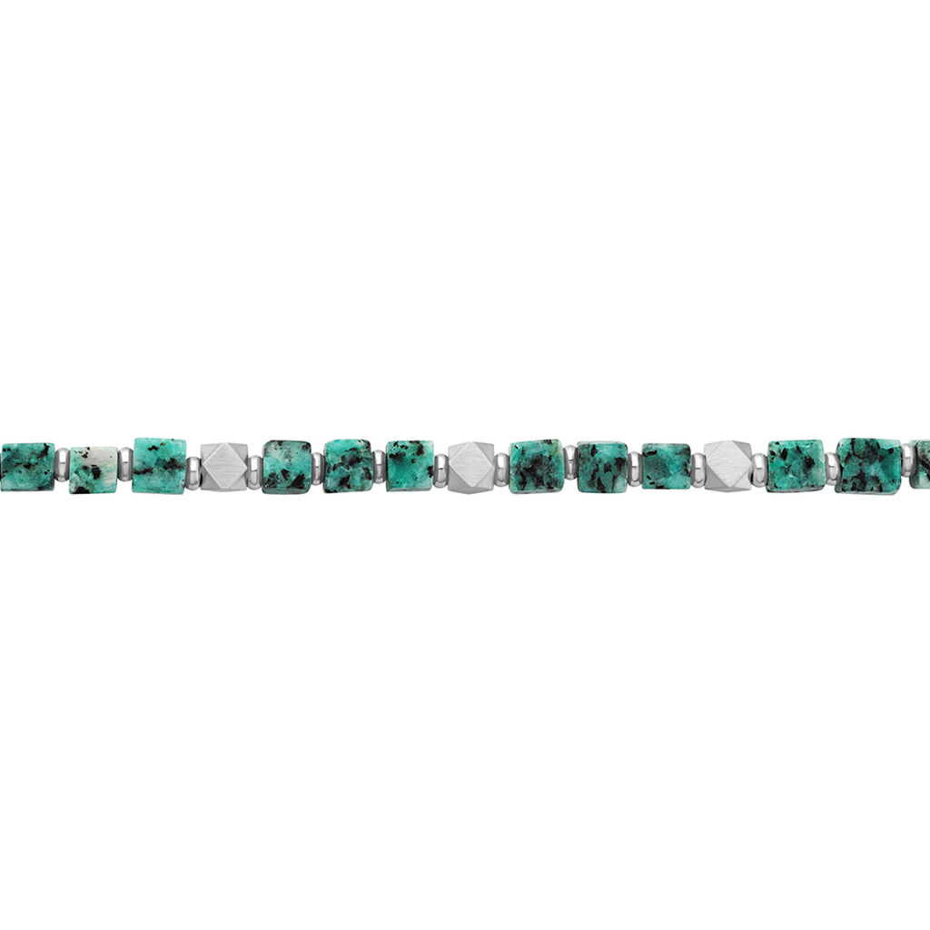 Bracelet Cusco Acier Blanc Turquoise - Bracelets cordon Homme | Histoire d’Or