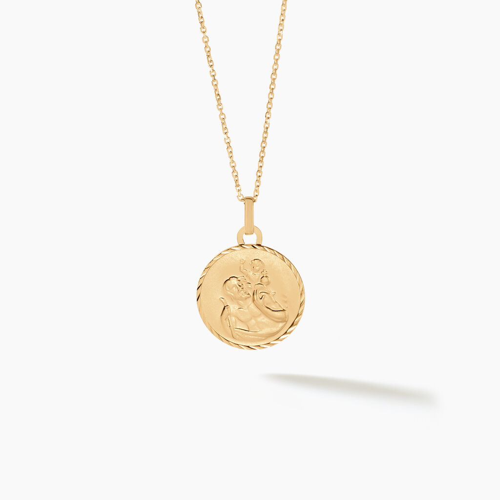 Pendentif Saint Christophe Diamante Or Jaune - Pendentifs Bapt&ecirc;me Famille | Histoire d&rsquo;Or