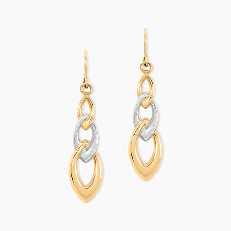 Boucles D'Oreilles Pendantes Pentti Or Bicolore - Boucles d'oreilles pendantes Femme | Histoire d’Or