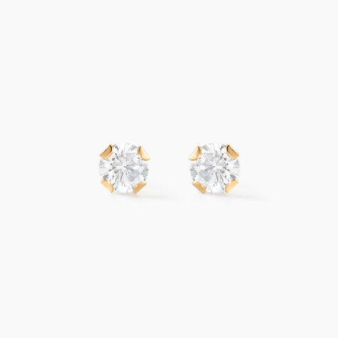 Boucles D'oreilles Puces Eddie Or Jaune Oxyde De Zirconium - Clous d'oreilles Femme | Histoire d&rsquo;Or