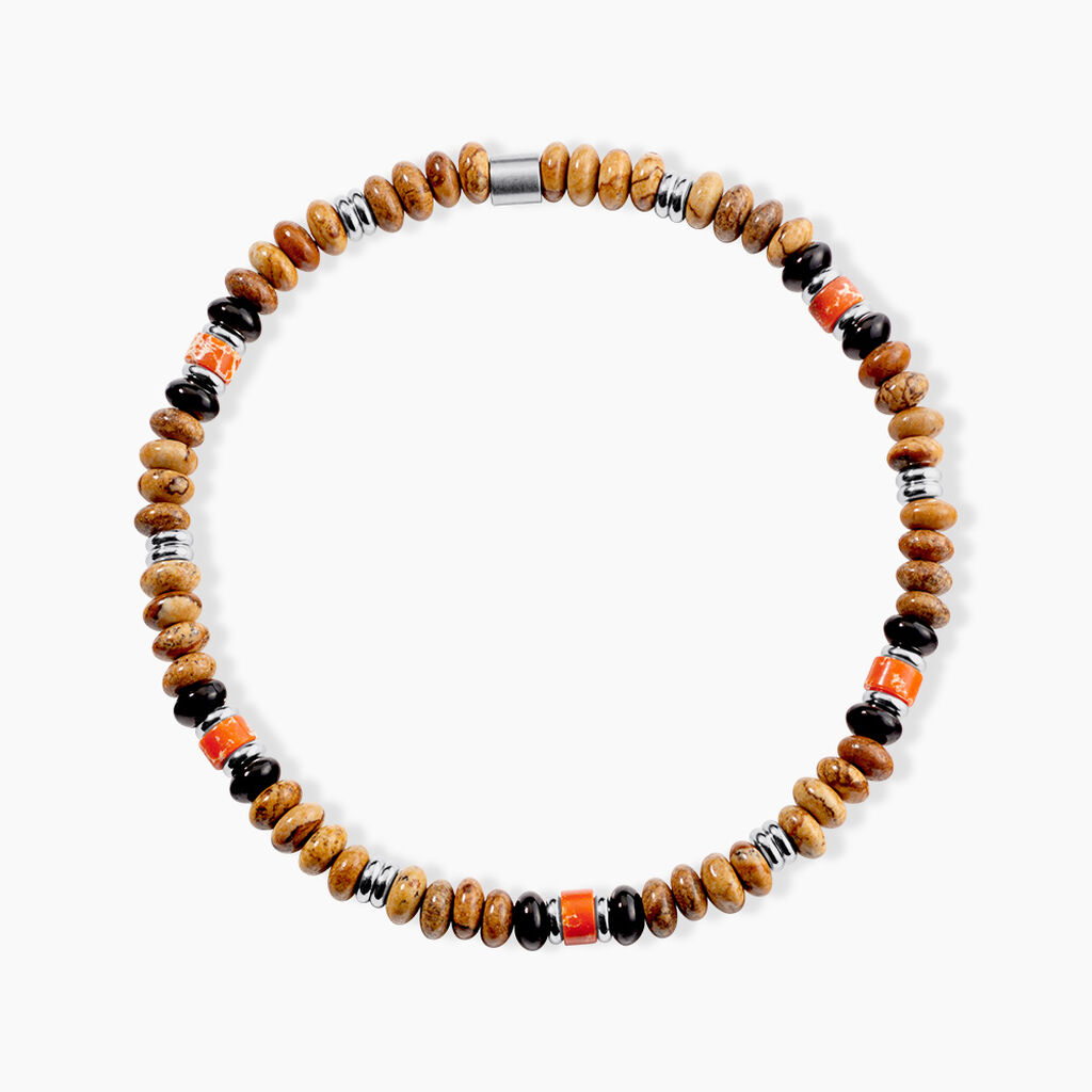 Bracelet Naturel Autres Tricolore Jaspe Africain Agate - Bracelets Homme | Histoire d&rsquo;Or
