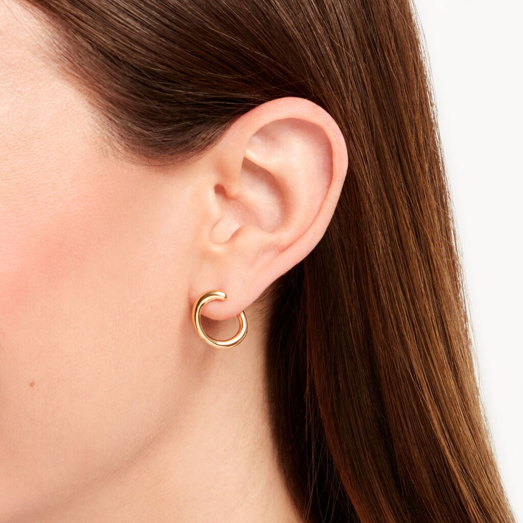 Boucles D'Oreilles Plaque Or Jaune Ovale - Boucles d'oreilles fantaisie Femme | Histoire d&rsquo;Or