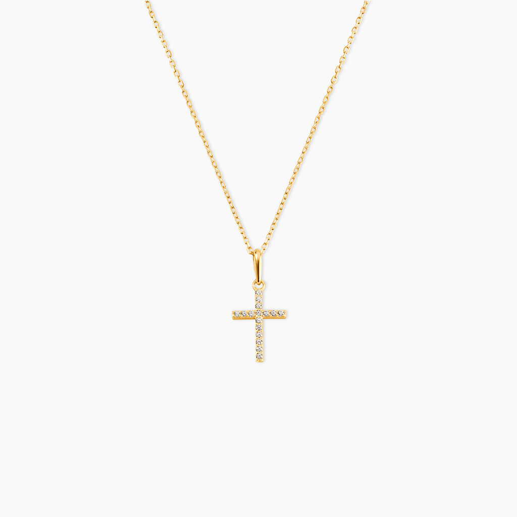 Pendentif Allen Or Jaune Oxyde De Zirconium - Pendentifs Bapt&ecirc;me Famille | Histoire d&rsquo;Or