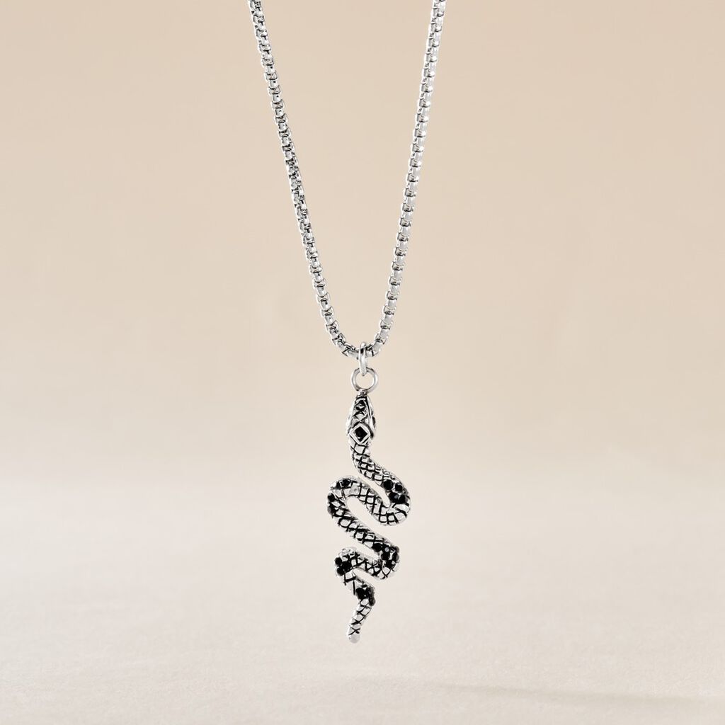 Collier Venin Acier Bicolore Oxyde De Zirconium - Colliers fantaisie Homme | Histoire d’Or