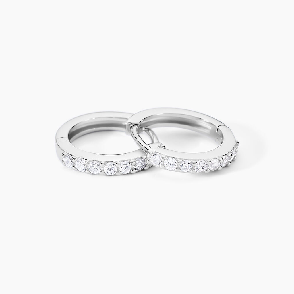 Créoles Jussi Argent Blanc Oxyde De Zirconium - Boucles d'oreilles créoles Femme | Histoire d’Or