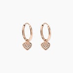 Cr&eacute;oles Petit Coeur Argent Rose Oxyde De Zirconium - Boucles d'oreilles cr&eacute;oles Femme | Histoire d&rsquo;Or
