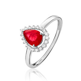 Bague Or Blanc Rubis Et Diamant - Bagues solitaires Femme | Histoire d’Or