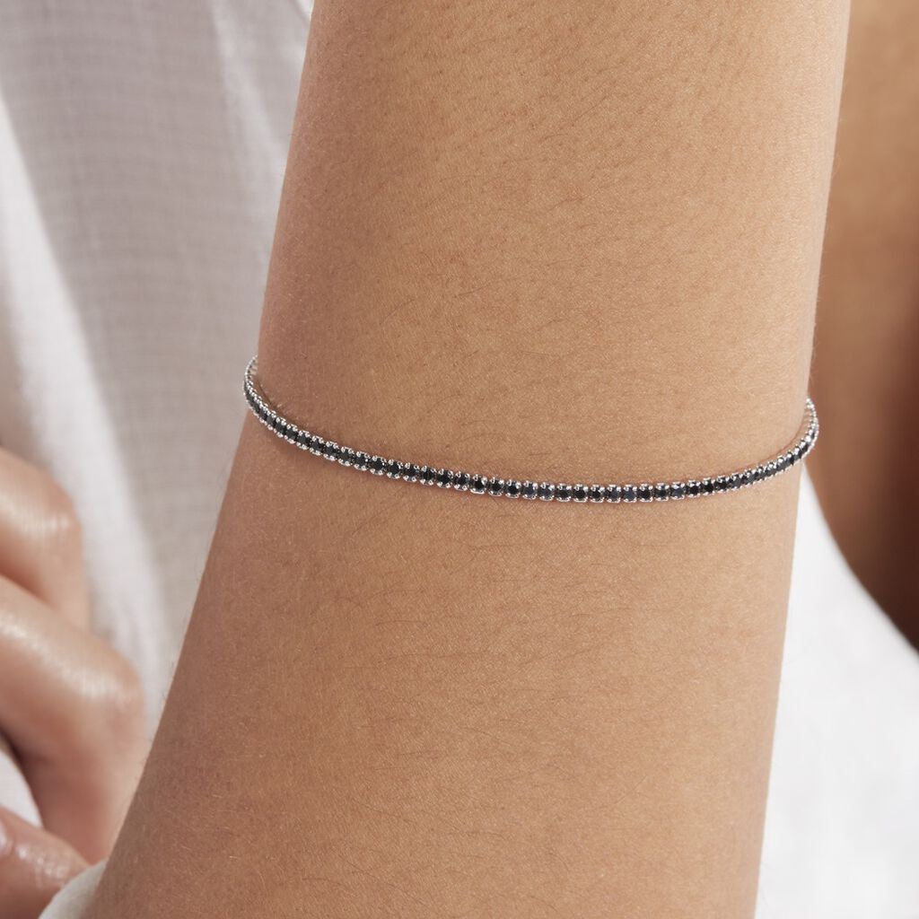 Bracelet Lou-anne Argent Blanc Oxyde De Zirconium Noir - Bracelets Femme | Histoire d’Or