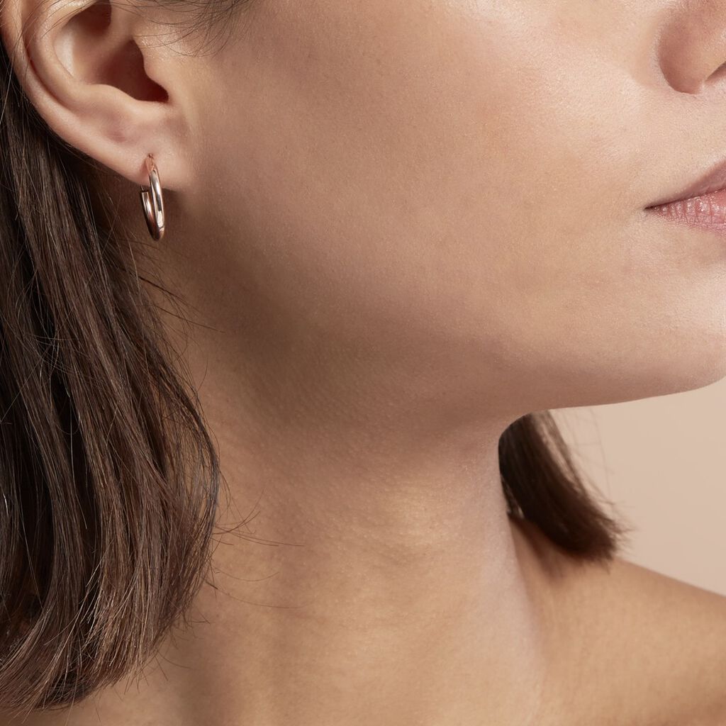 Créoles Argent Rose Olympia - Boucles d'oreilles créoles Femme | Histoire d’Or