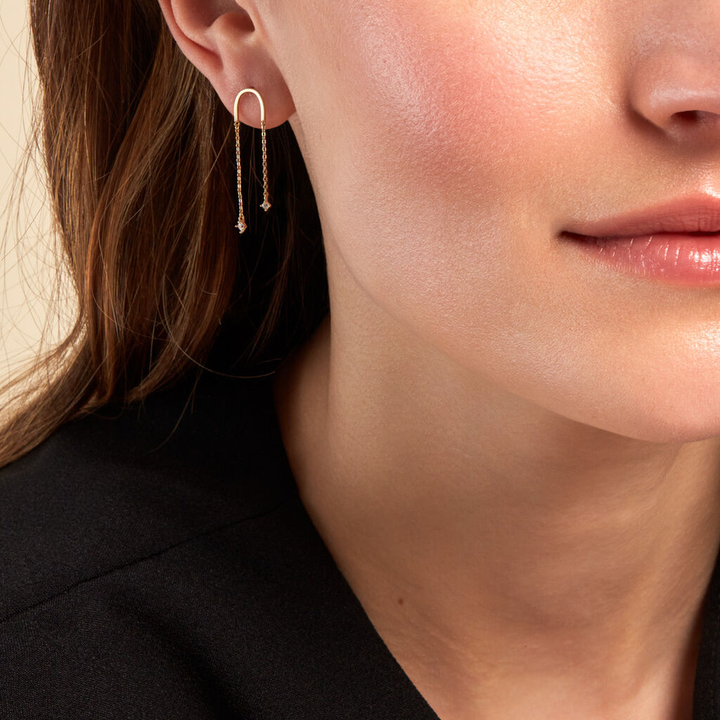 Boucles D'oreilles Pendantes Falling Star Or Jaune Oxyde De Zirconium - Boucles d'oreilles pendantes Femme | Histoire d’Or