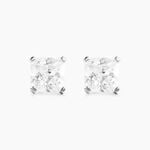 Boucles D'oreilles Puces Doreen Carre Or Blanc Oxyde De Zirconium - Clous d'oreilles Femme | Histoire d&rsquo;Or