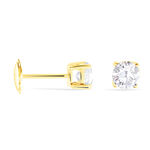 Boucles D'oreilles Puces 4 Griffes Or Jaune Diamant Synthetique - Clous d'oreilles Femme | Histoire d&rsquo;Or