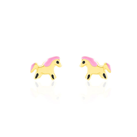 Boucles D'oreilles Puces Heldea Cheval Or Jaune - Clous d'oreilles Enfant | Histoire d’Or