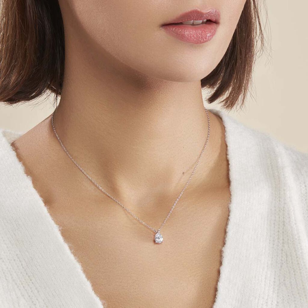 Collier Carolyn Argent Blanc Oxyde De Zirconium - Colliers fantaisie Femme | Histoire d’Or