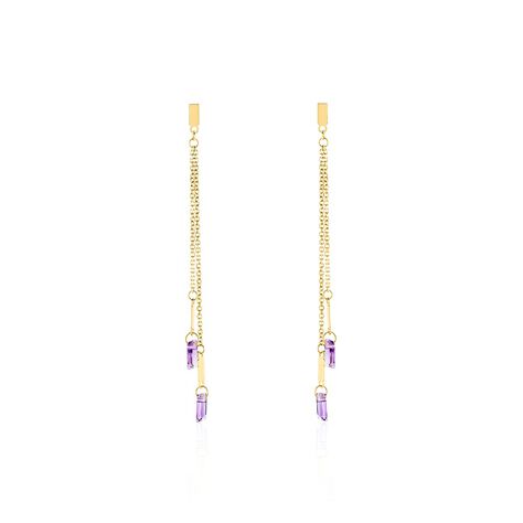 Bijoux D'oreilles Lavender Or Jaune Améthyste - Boucles d'oreilles pendantes Femme | Histoire d’Or