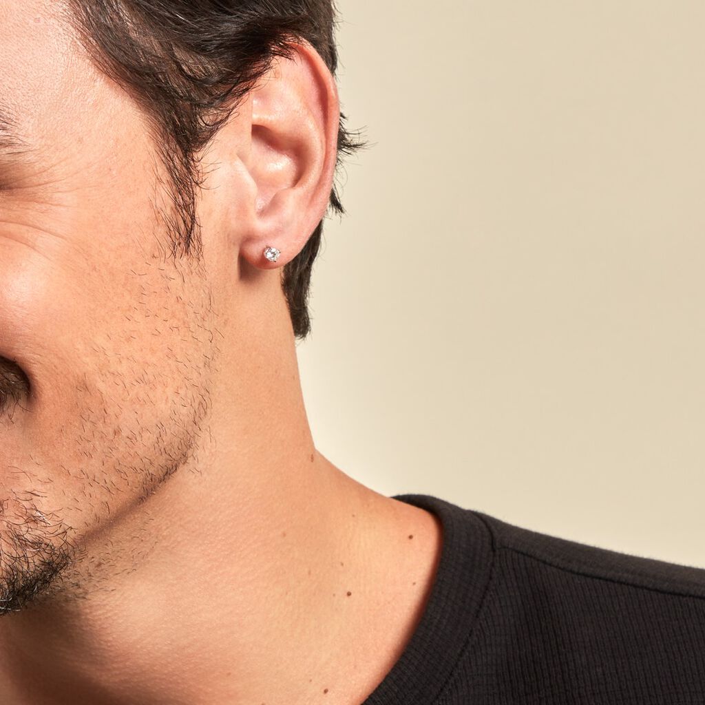 Boucle D'oreille Puce Unitaire Victoria Or Blanc Diamant - Clous d'oreilles Famille | Histoire d’Or
