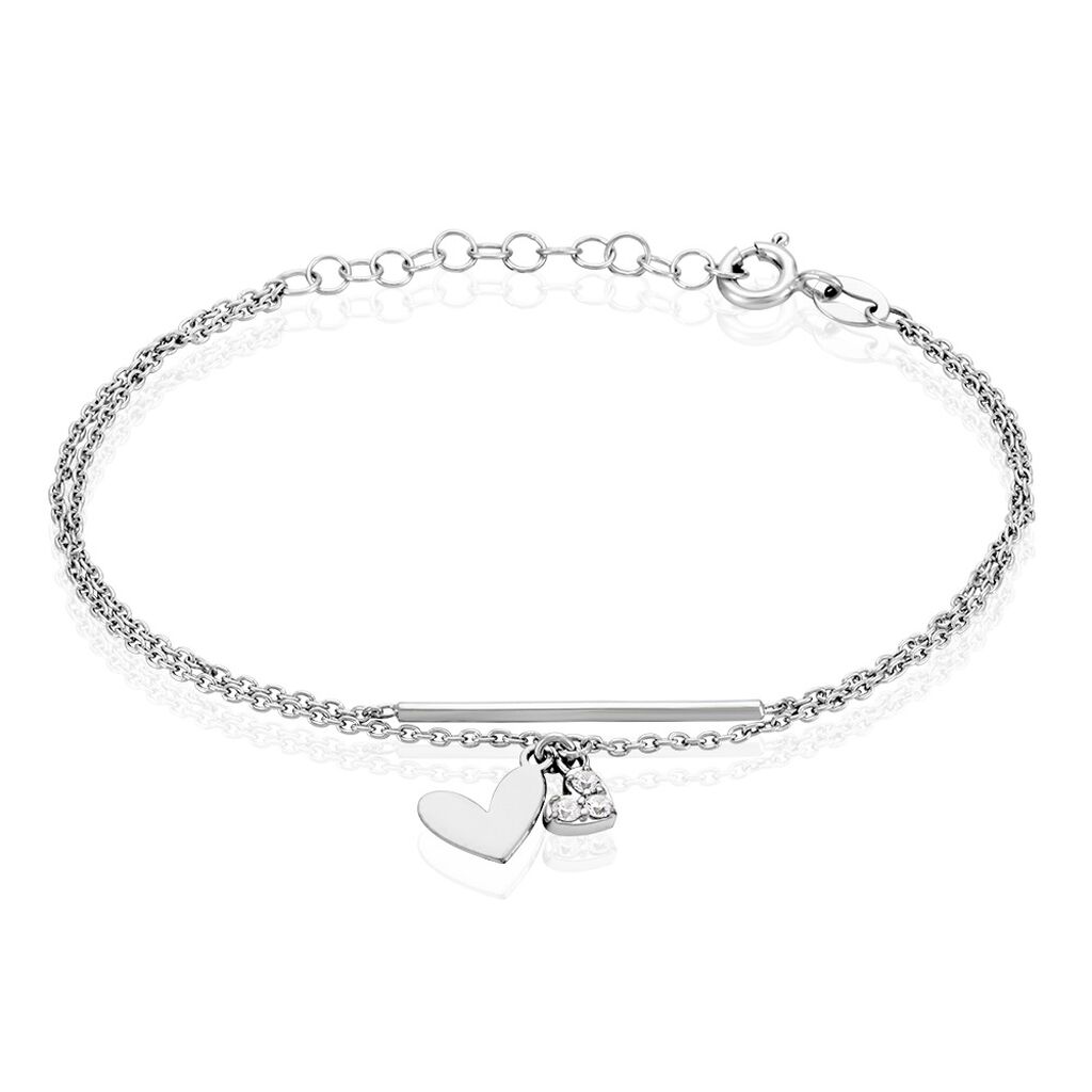 Bracelet Salli Argent Blanc Oxyde De Zirconium - Bracelets Coeur Femme | Histoire d’Or