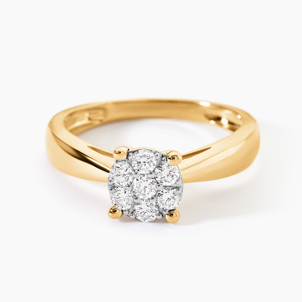 Bague Charl&egrave;ne Or Jaune Diamant Synthetique - Bagues avec pierre Femme | Histoire d&rsquo;Or
