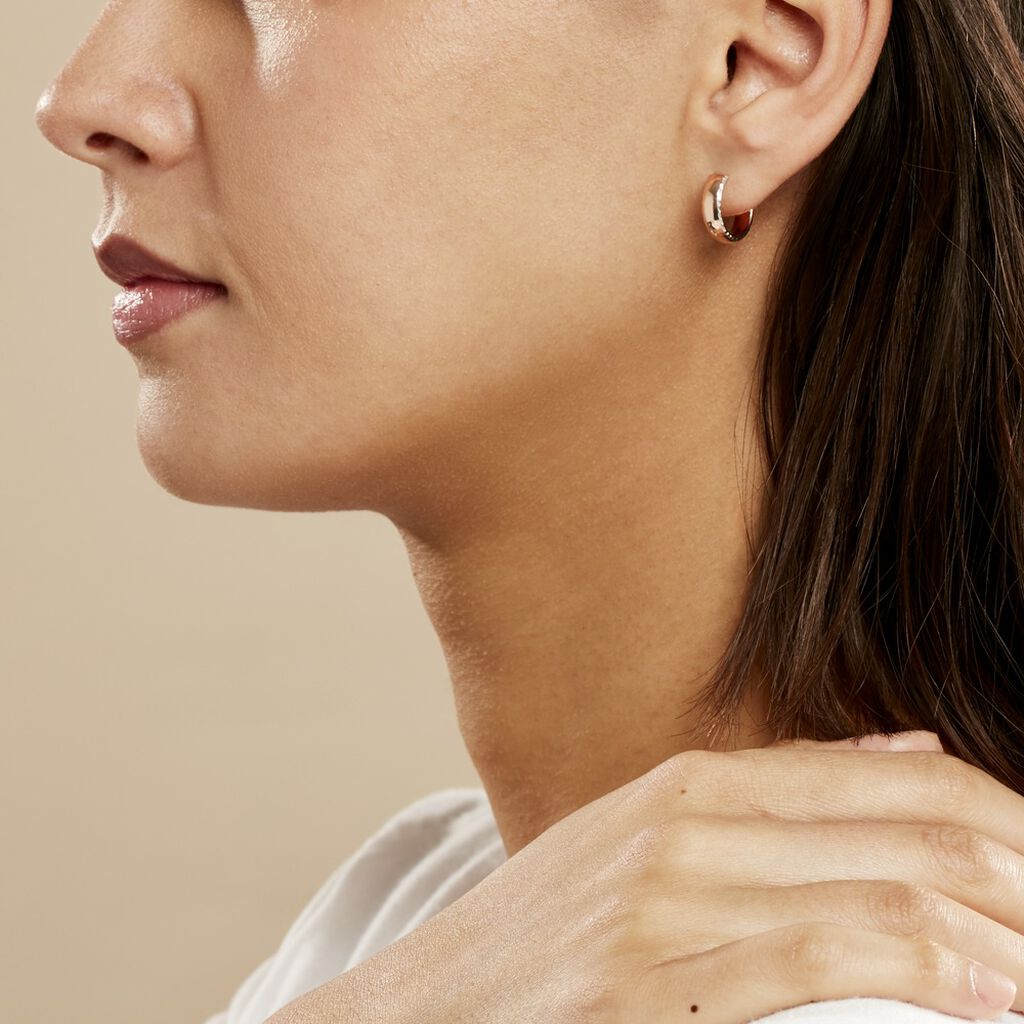 Créoles Argent Rose Ava - Boucles d'oreilles créoles Femme | Histoire d’Or