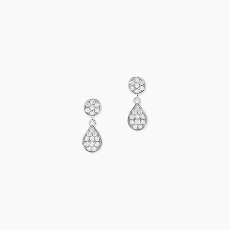 Boucles D'oreilles Pendantes Aletha Argent Blanc Oxyde De Zirconium - Boucles d'oreilles fantaisie Femme | Histoire d&rsquo;Or