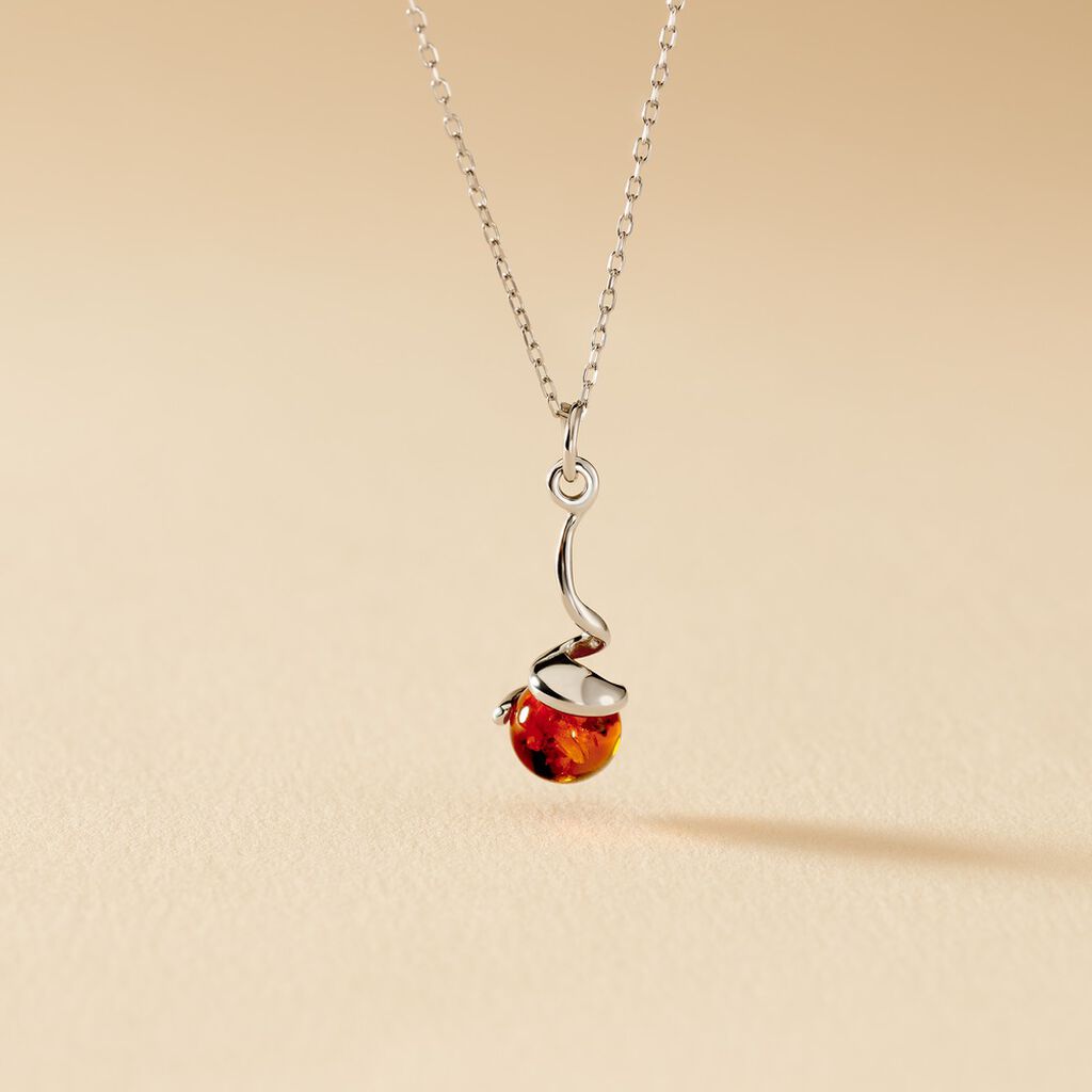 Collier Famata Argent Blanc Ambre - Colliers fantaisie Femme | Histoire d&rsquo;Or