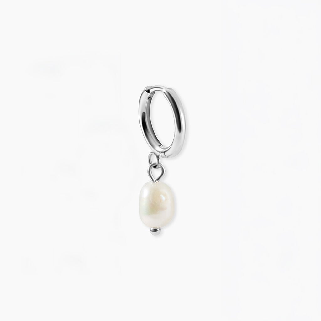 Boucles D'Oreilles Pendantes Vianney Acier Blanc Pierre De Synthese - Boucles d'oreilles empierr&eacute;es Homme | Histoire d&rsquo;Or