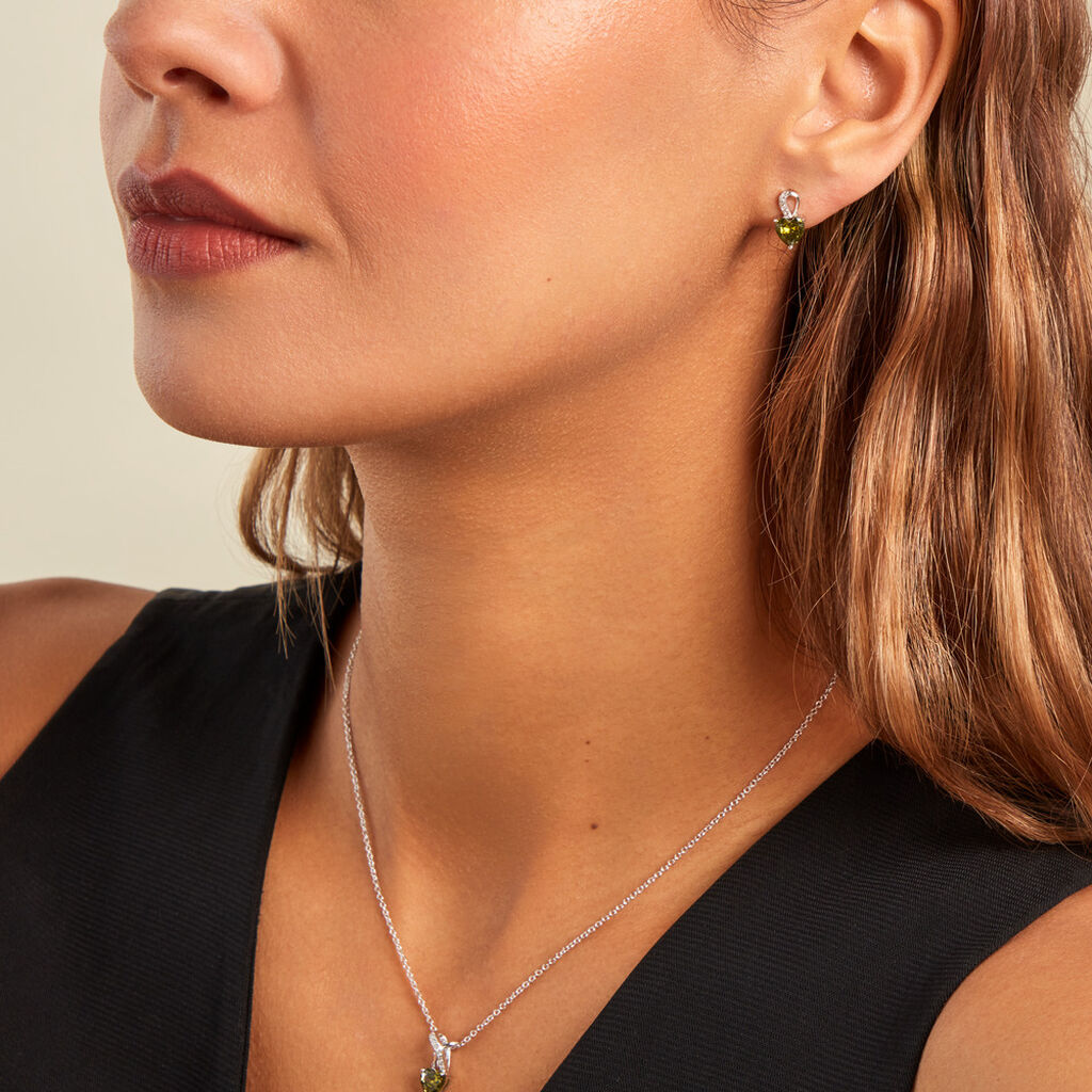 Boucles D'oreilles Puces Atieno Argent Blanc Oxyde De Zirconium - Boucles d'oreilles fantaisie Femme | Histoire d’Or