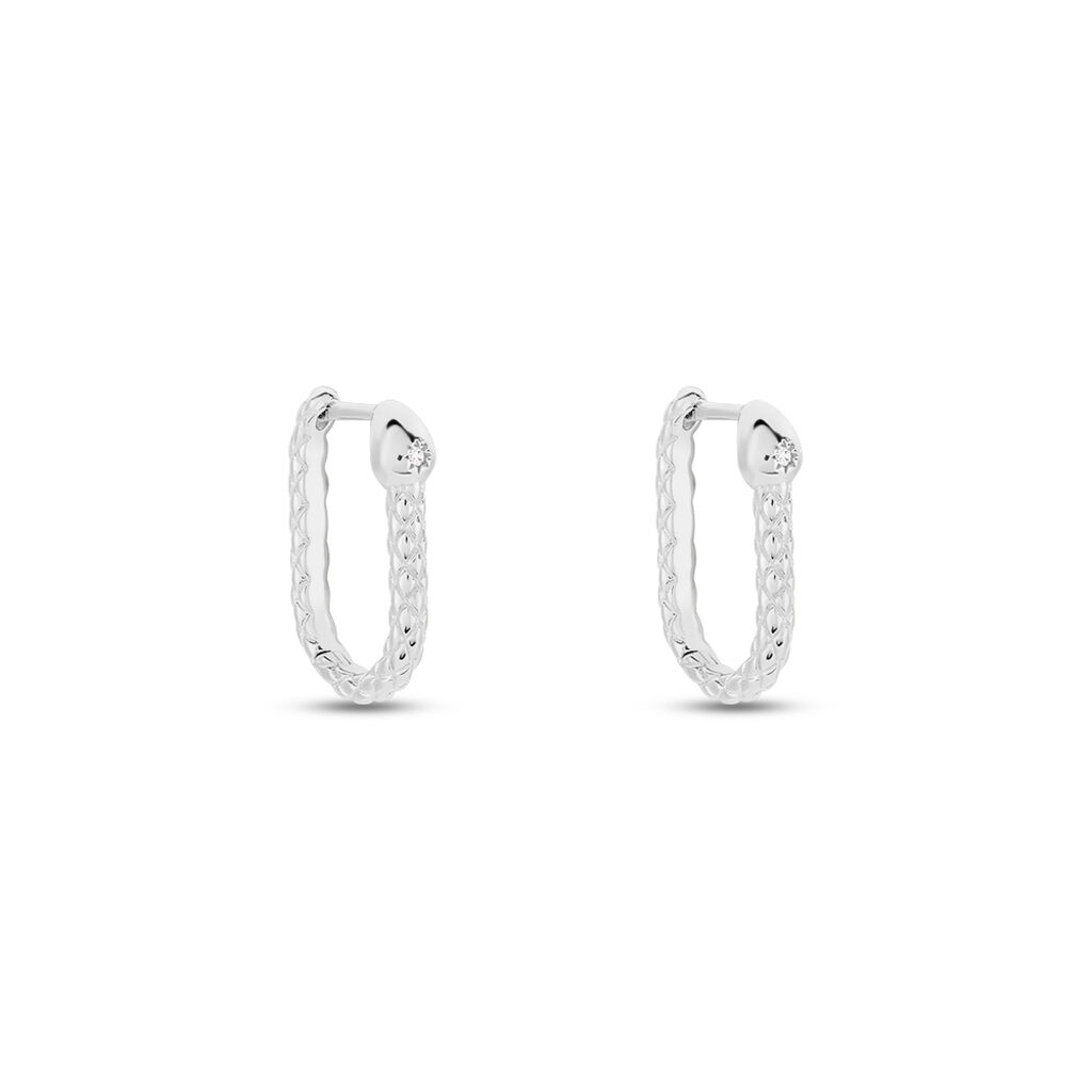 Créoles Oria Argent Blanc Oxyde De Zirconium - Boucles d'oreilles créoles Femme | Histoire d’Or