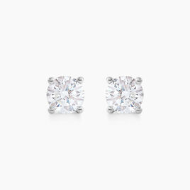 Boucles D'oreilles Puces Victoria Or Blanc Diamant - Clous d'oreilles Famille | Histoire d’Or