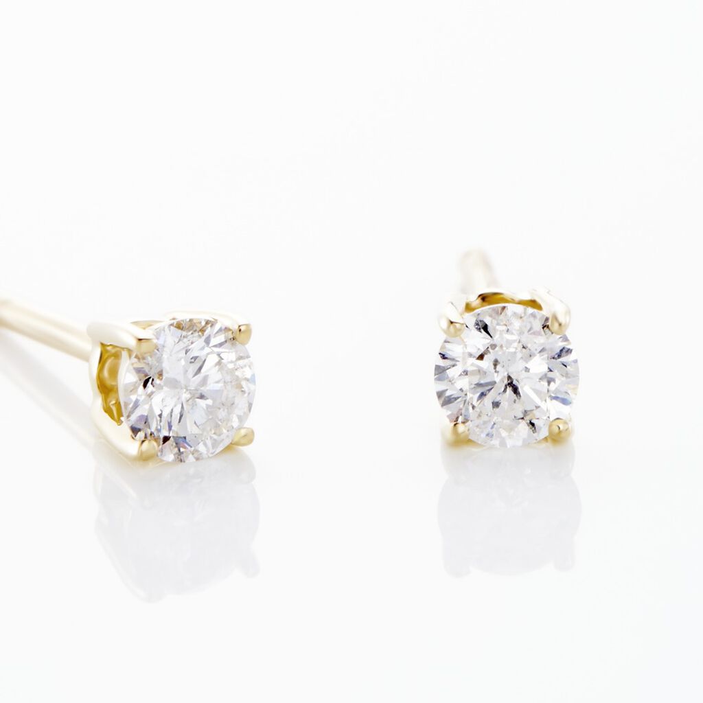 Boucles D'oreilles Puces Aphrodite Or Jaune Diamant - Clous d'oreilles Famille | Histoire d’Or