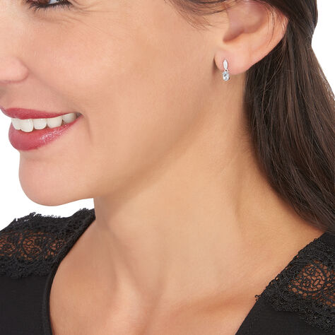 Boucles D'oreilles Puces Liyanna Or Blanc Topaze Et Oxyde De Zirconium - Boucles d'oreilles pendantes Femme | Histoire d’Or