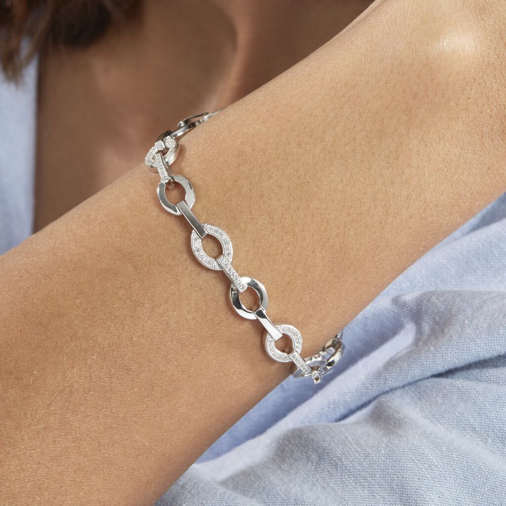 Bracelet Jonc Tehei Argent Blanc Oxyde De Zirconium - Bracelets Femme | Histoire d’Or