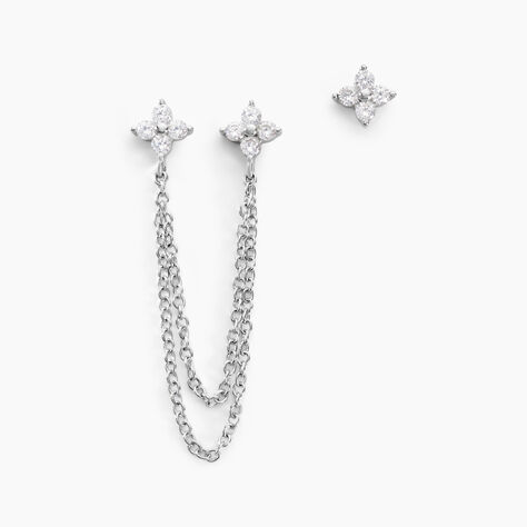 Boucles D'oreilles Dépareillées June Argent Blanc Oxyde De Zirconium - Boucles d'oreilles fantaisie Femme | Histoire d’Or