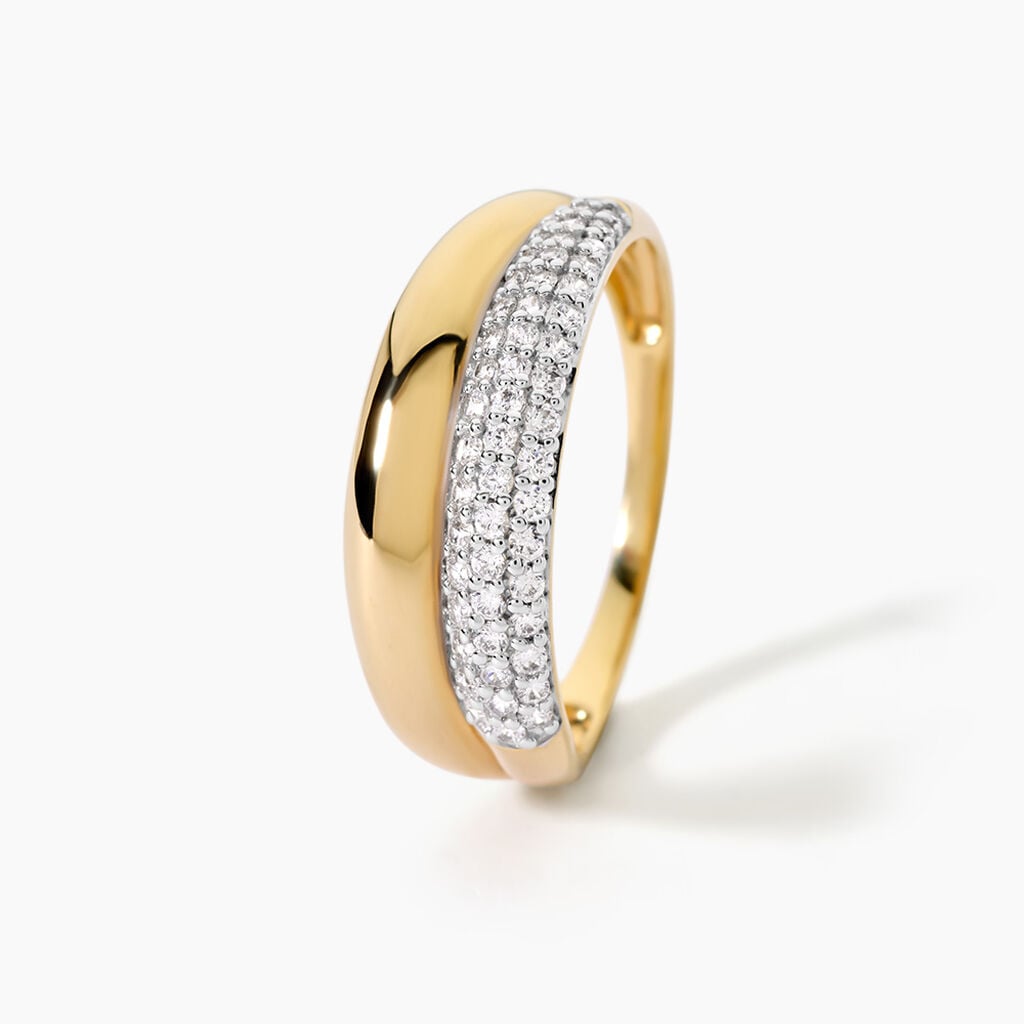 Bague Sunset Riviera Argent Dor&eacute; A L'Or 750/1000 Oxyde De Zirconium - Bagues avec pierre Femme | Histoire d&rsquo;Or