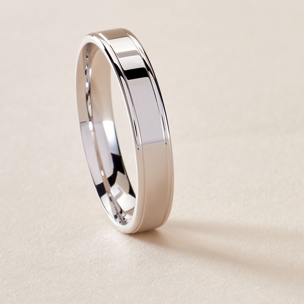 Alliance Beritan Demi Jonc Classique Argent Blanc - Alliances Famille | Histoire d’Or