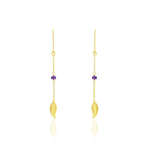 Boucles D'oreilles Pendantes Or Jaune Amethyste - Boucles d'oreilles pendantes Femme | Histoire d’Or