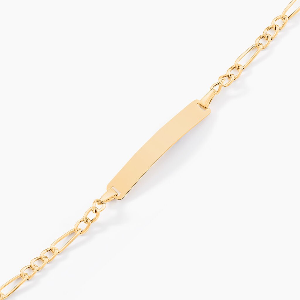 Bracelet Identit&eacute; Bartolomee Maille Alternee 1/3 Or Jaune - Bracelets Communion Enfant | Histoire d&rsquo;Or