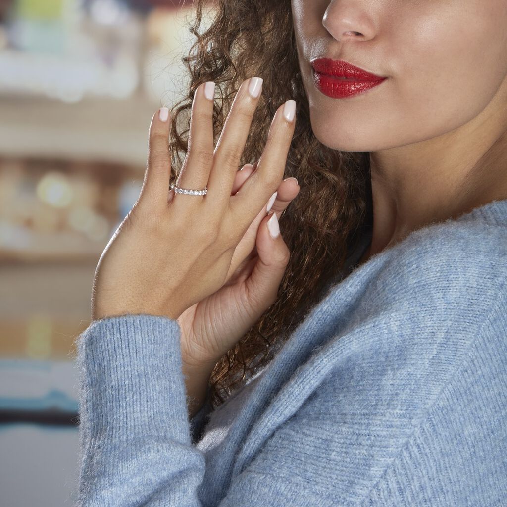 Demi-alliance Or Blanc  Eloisa Diamant Synthetique - Alliances Femme | Histoire d’Or